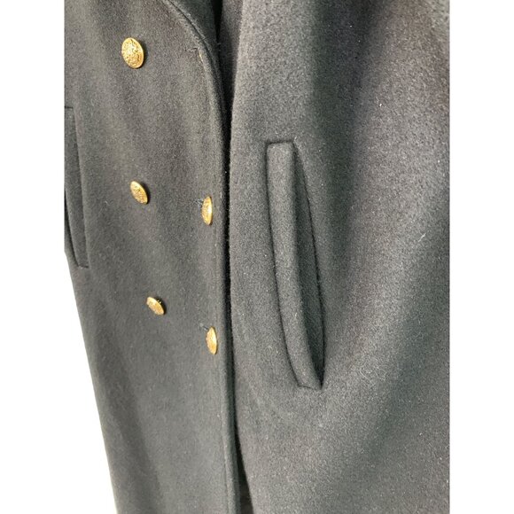 Michelle Francois Black Wool Long Trench Coat Size Large - Picture 8 of 15